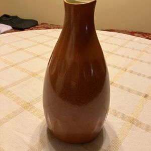 VINTAGE ALAN COMPTON ROYAL NORFOLK POTTERY BISQUE ORANGE AND CREAM VASE